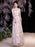 Eric White Evening Dress A-Line Jewel Neck Lace Up Sequined Sash Social Floor-Length Pageant Dresses