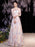 Eric White Evening Dress A-Line Jewel Neck Lace Up Sequined Sash Social Floor-Length Pageant Dresses