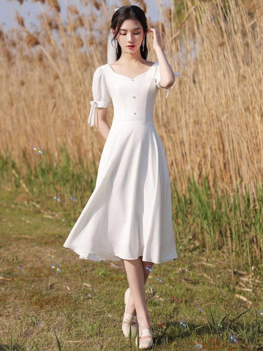 Eric White Evening Dress A-Line Square Neck Half Sleeves Zipper Stretc Bridelily Eric White Evening Dress A-Line Square Neck Half Sleeves Zipper Stretc Bridelily