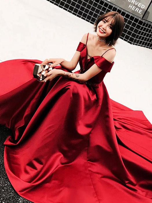 Evening Dress 2021 Charming A Line Straps Neck Floor Length Beaded Lace Flowers Formal Party Prom Dresses