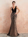 Evening Dress 2021 Mermaid Black Beaded Sleeveless V Neck Formal Party Dresses With Train(APP ExclusivePrice  $204.99)