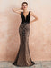 Evening Dress 2021 Mermaid Black Beaded Sleeveless V Neck Formal Party Dresses With Train(APP ExclusivePrice  $204.99)