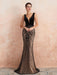Evening Dress 2021 Mermaid Black Beaded Sleeveless V Neck Formal Party Dresses With Train(APP ExclusivePrice  $204.99)