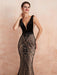 Evening Dress 2021 Mermaid Black Beaded Sleeveless V Neck Formal Party Dresses With Train(APP ExclusivePrice  $204.99)