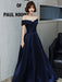 Evening Dress A-Line Bateau Neck Floor-Length Short Sleeves Lace-up Pleated Satin Fabric Prom Dress