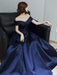 Evening Dress A-Line Bateau Neck Floor-Length Short Sleeves Lace-up Pleated Satin Fabric Prom Dress