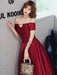 Evening Dress A-Line Bateau Neck Matte Satin Floor-Length Pleated Formal Party Dresses