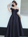 Evening Dress A-Line Bateau Neck Matte Satin Floor-Length Pleated Formal Party Dresses