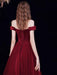 Evening Dress A-Line Bateau Neck Satin Fabric Floor-Length Formal Dinner Dresses Burgundy Pageant Dress