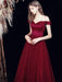Evening Dress A-Line Bateau Neck Satin Fabric Floor-Length Formal Dinner Dresses Burgundy Pageant Dress