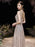 Evening Dress A-Line Jewel Neck Floor-Length Sleeveless Zipper Sequined Prom Dress