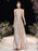 Evening Dress A-Line Jewel Neck Floor-Length Sleeveless Zipper Sequined Prom Dress