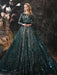 Evening Dress A-Line Jewel Neck With Train Long Sleeves Zipper Lace Lace Formal Party Dresses(APP ExclusivePrice  $199.99)