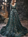 Evening Dress A-Line Jewel Neck With Train Long Sleeves Zipper Lace Lace Formal Party Dresses(APP ExclusivePrice  $199.99)