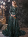 Evening Dress A-Line Jewel Neck With Train Long Sleeves Zipper Lace Lace Formal Party Dresses(APP ExclusivePrice  $199.99)