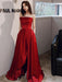 Evening Dress A-Line Strapless Satin Fabric Floor-Length Pleated Social Prom Dress