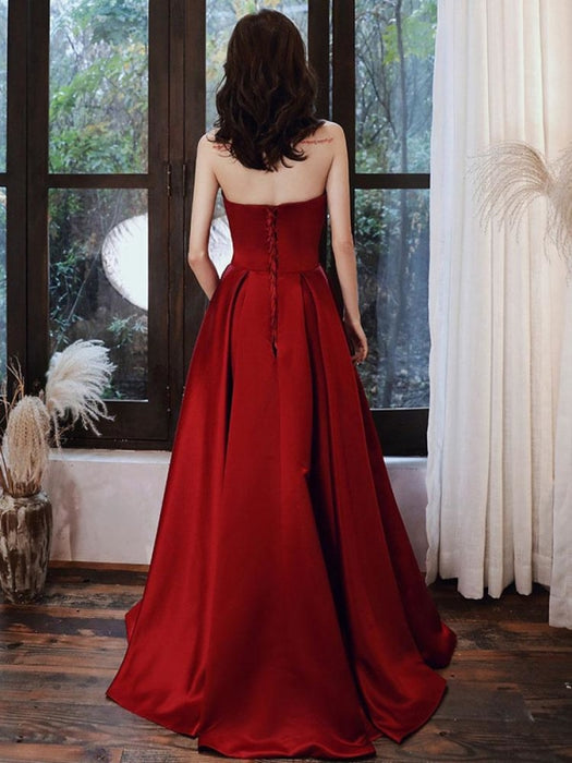 Retro Wedding Dresses V-Neck Sleeveless Sash Satin Fabric Floor Length  Princess Silhouette Bridal Dress – Dbrbridal