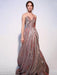 Evening Dress A-Line Strapless Sweep Zipper Pleated Sequined Dark Pink Formal Party Dresses