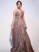 Evening Dress A-Line Strapless Sweep Zipper Pleated Sequined Dark Pink Formal Party Dresses