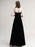 Evening Dress A-Line Strapless Velour Floor-Length Sash Prom Dress