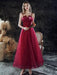 Evening Dress A-Line Sweetheart Neck Lace Floor-Length Sleeveless Party Dresses Burgundy Pageant Dress