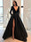 Evening Dress A Line V Neck Floor Length Long Sleeves Zipper Satin Fabric Social Party Dresses(APP ExclusivePrice  $129.99)