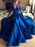 Evening Dress Ball Gown V Neck 3/4 Length Sleeves Zipper Lace Satin Fabric Social Party Dresses With Train