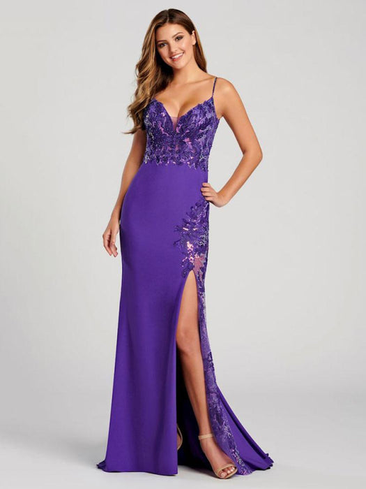 Evening Dress Ball Gown V-Neck Backless Polyester Floor-Length Applique Light Sky Blue Formal Party Dresses