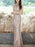 Evening Dress Champagne Mermaid Floor-Length Jewel Neck Sleeveless Zipper Chains Sequined Long Formal Party Dresses