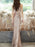 Evening Dress Champagne Mermaid Floor-Length Jewel Neck Sleeveless Zipper Chains Sequined Long Formal Party Dresses