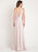 Evening Dress Flesh Color A-Line V-Neck Sleeveless Backless Matte Satin Floor-Length Split Front Formal Party Dresses