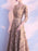 Evening Dress Light Blond A-Line Jewel Neck Long Sleeves Lace Knee-Length Social Party Dresses