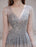 Evening Dress Light Grey A Line Jewel Neck With Train Long Sleeves Zipper Formal Dinner Pageant Dress