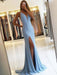 Evening Dress Mermaid V Neck Lycra Spandex Pleated Split Front Formal Party Dresses With Train(APP ExclusivePrice  $143.99)