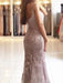 Evening Dress Mermaid V Neck Satin Fabric Applique Formal Party Dresses With Train(APP ExclusivePrice  $162.99)