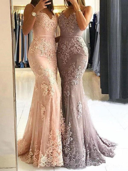 Evening Dress Mermaid V Neck Satin Fabric Applique Formal Party Dresses With Train(APP ExclusivePrice  $162.99)