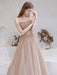 Evening Dress Nude Color A Line Bateau Neck Floor Length Short Sleeves Lace Up Sequins Formal Dinner Dresses Pageant Dress