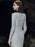 Evening Dress Sliver Sheath V-Neck Floor-Length Long Sleeves Zipper Pleated Sequined Formal Party Dresses
