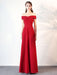Evening Dresses Burgundy Off The Shoulder Prom Dress Satin Floor Length Formal Party Dress wedding guest dress