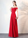 Evening Dresses Burgundy Off The Shoulder Prom Dress Satin Floor Length Formal Party Dress wedding guest dress