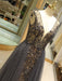 Evening Dresses Grey Luxury Heavy Beaded Tulle Backless V Neck Formal Evening Dress With Train