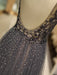 Evening Dresses Grey Luxury Heavy Beaded Tulle Backless V Neck Formal Evening Dress With Train