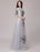 Evening Dresses Lace Applique Half Sleeve Stand Collar Formal Gowns