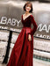 Evening Dresses Long Sleeve V Neck Satin Velvet Floor Length Maxi Formal Gowns
