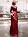 Evening Dresses Long Sleeve V Neck Satin Velvet Floor Length Maxi Formal Gowns
