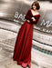 Evening Dresses Long Sleeve V Neck Satin Velvet Floor Length Maxi Formal Gowns