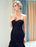 Evening Dresses Luxury Dark Navy Strapless Sweetheart Tiered Maxi Mermaid Prom Dress