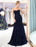 Evening Dresses Luxury Dark Navy Strapless Sweetheart Tiered Maxi Mermaid Prom Dress