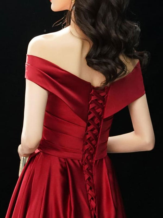 Evening Dresses Off The Shoulder Prom Dress Long Satin Maxi Formal Gowns