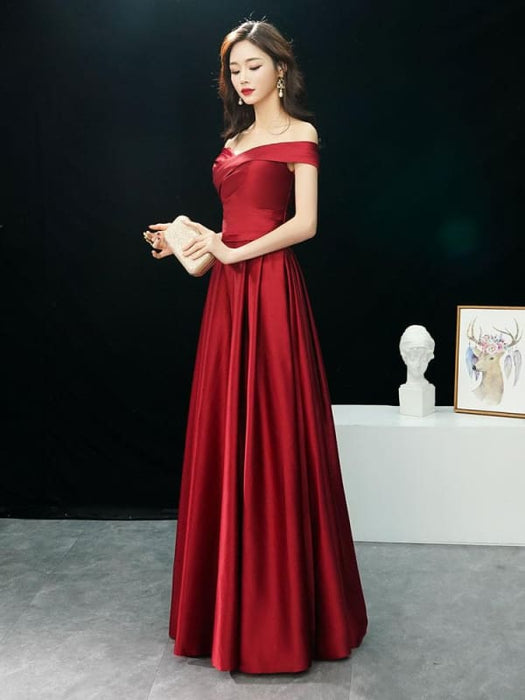 Evening Dresses Off The Shoulder Prom Dress Long Satin Maxi Formal Gowns